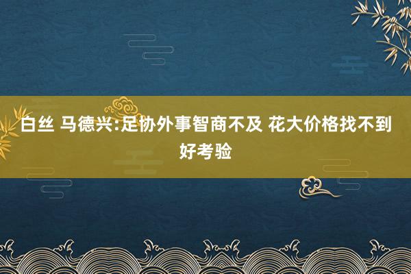 白丝 马德兴:足协外事智商不及 花大价格找不到好考验