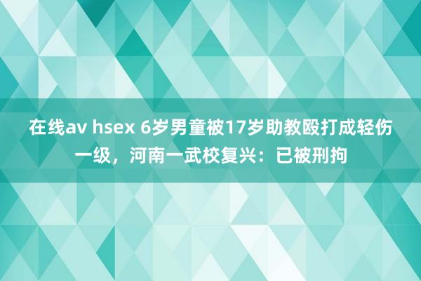 在线av hsex 6岁男童被17岁助教殴打成轻伤一级，河南一武校复兴：已被刑拘