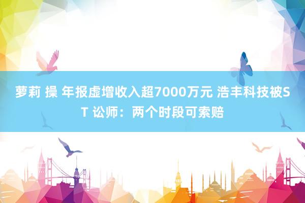 萝莉 操 年报虚增收入超7000万元 浩丰科技被ST 讼师：两个时段可索赔