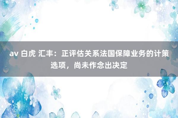 av 白虎 汇丰：正评估关系法国保障业务的计策选项，尚未作念出决定