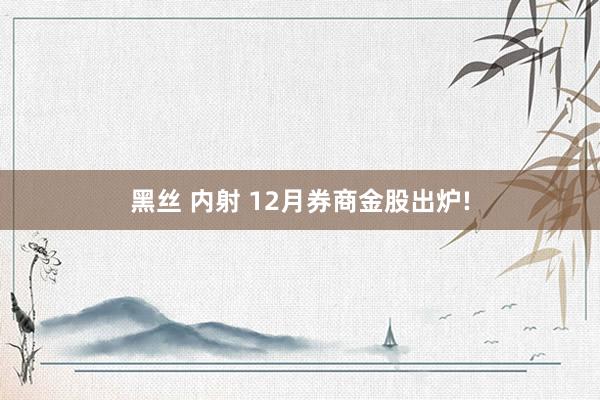 黑丝 内射 12月券商金股出炉!