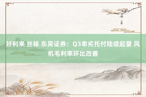 好利来 丝袜 东吴证券：Q3卑劣托付陆续起量 风机毛利率环比改善