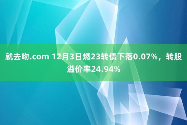 就去吻.com 12月3日燃23转债下落0.07%，转股溢价率24.94%