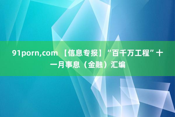 91porn，com 【信息专报】“百千万工程”十一月事息（金融）汇编