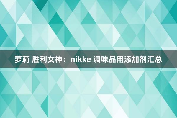 萝莉 胜利女神：nikke 调味品用添加剂汇总