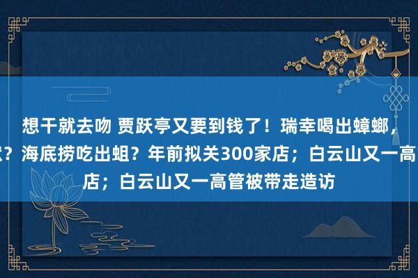 想干就去吻 贾跃亭又要到钱了！瑞幸喝出蟑螂，拒却承担包袱？海底捞吃出蛆？年前拟关300家店；白云山又一高管被带走造访