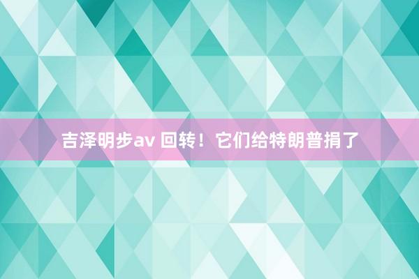 吉泽明步av 回转！它们给特朗普捐了