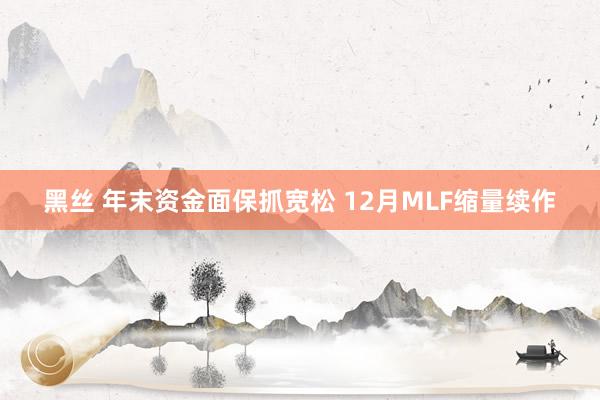 黑丝 年末资金面保抓宽松 12月MLF缩量续作