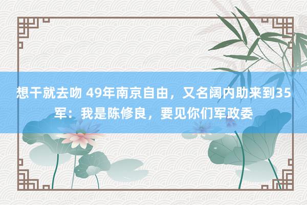 想干就去吻 49年南京自由，又名阔内助来到35军：我是陈修良，要见你们军政委