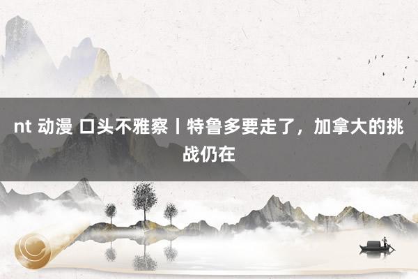 nt 动漫 口头不雅察丨特鲁多要走了，加拿大的挑战仍在